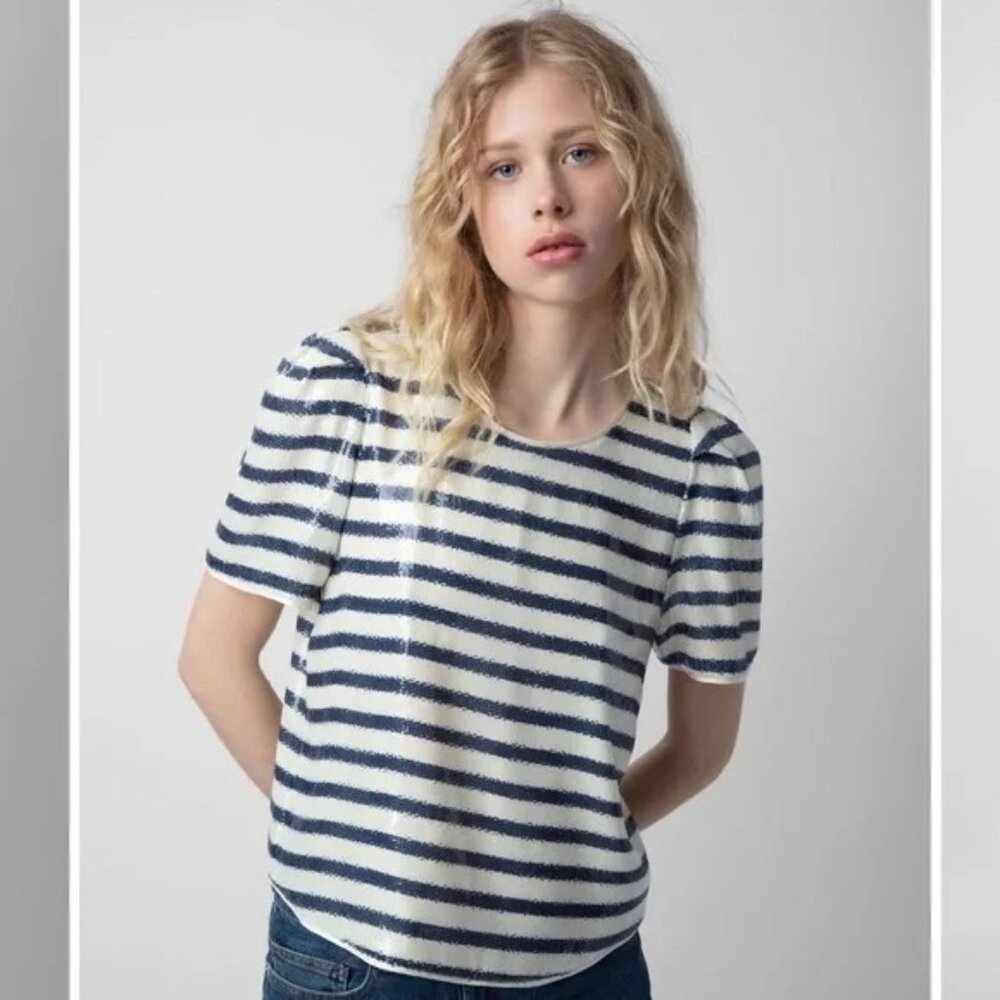 Zadig & Voltaire Striped Sequin Embellished Top